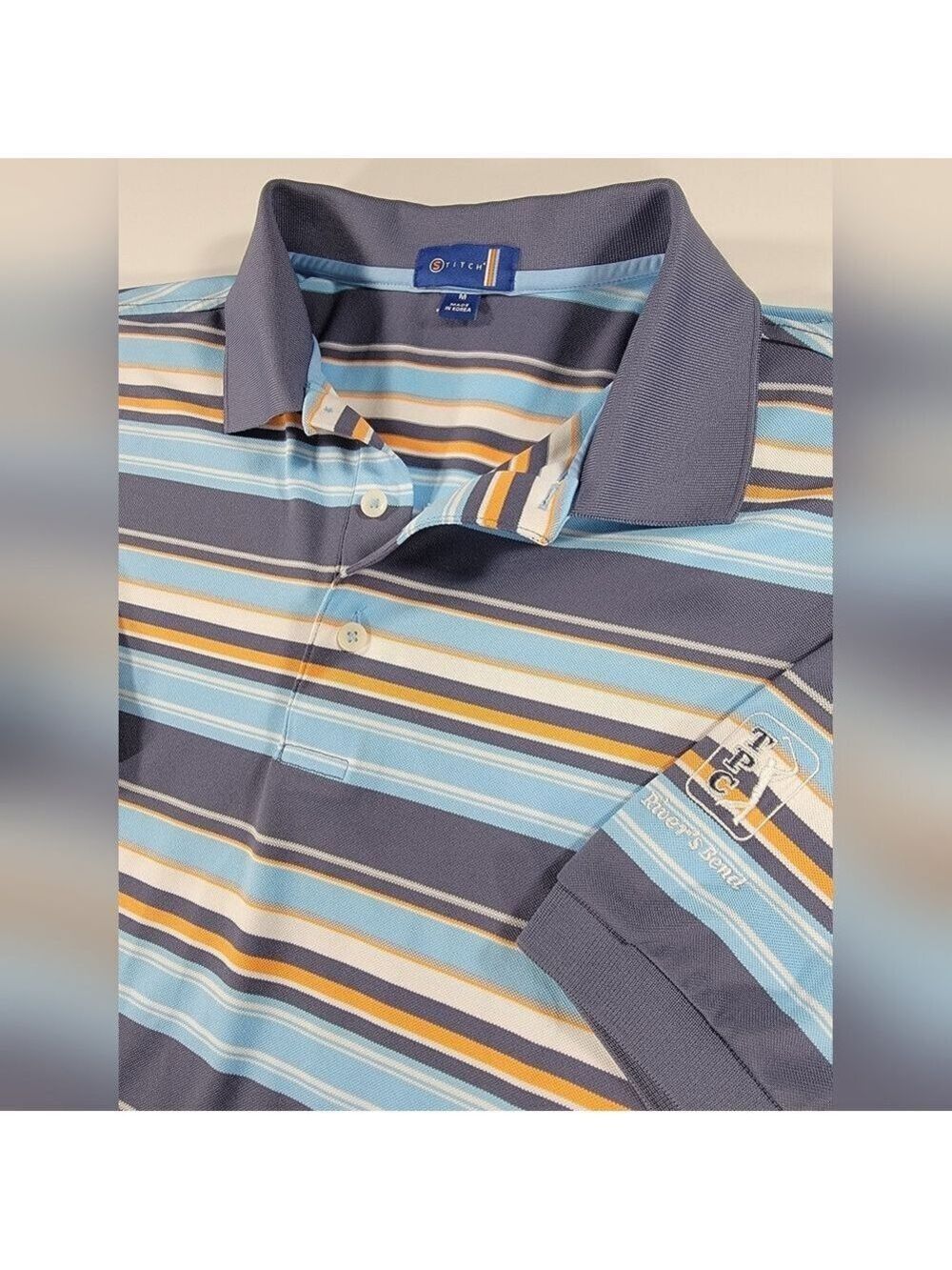 Stitch Golf Performance Stretch Pique Polo Shirt Mens Medium TPC Rivers Bend